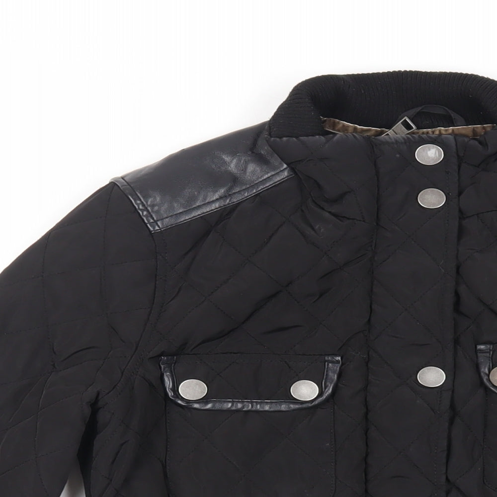 NEXT Womens Black Quilted Jacket Size 8 Zip - Belted