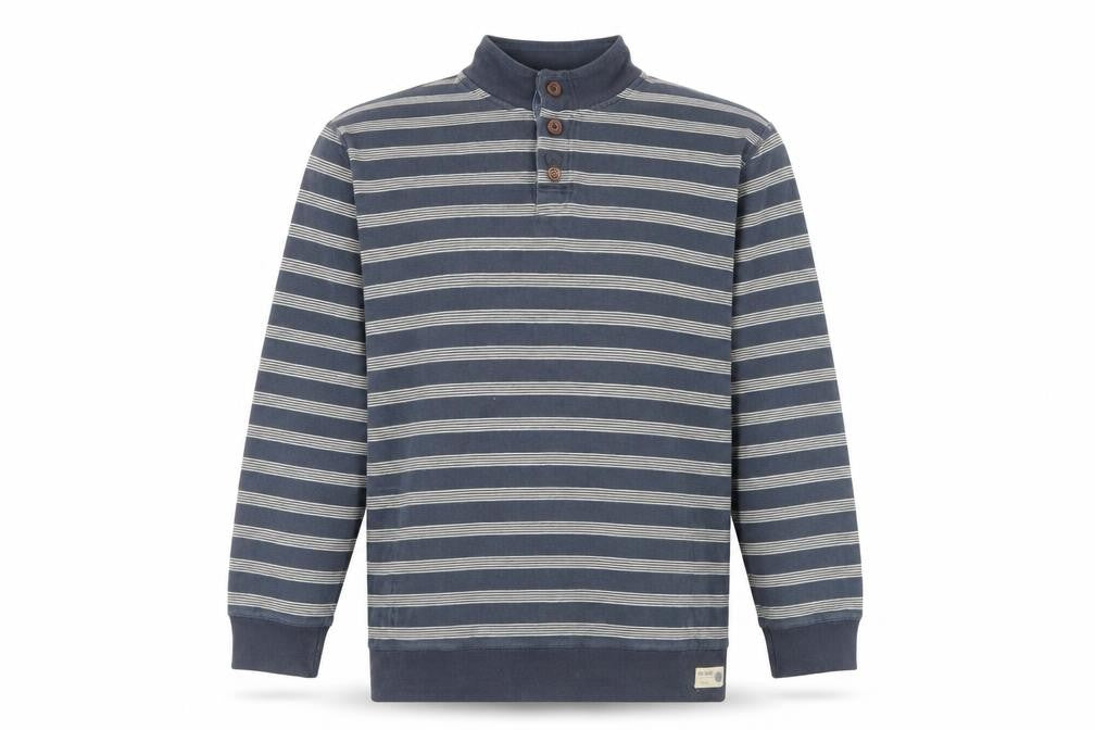 Marks & Spencer Mens Blue Striped Cotton Pullover Sweatshirt Size XL - Pockets