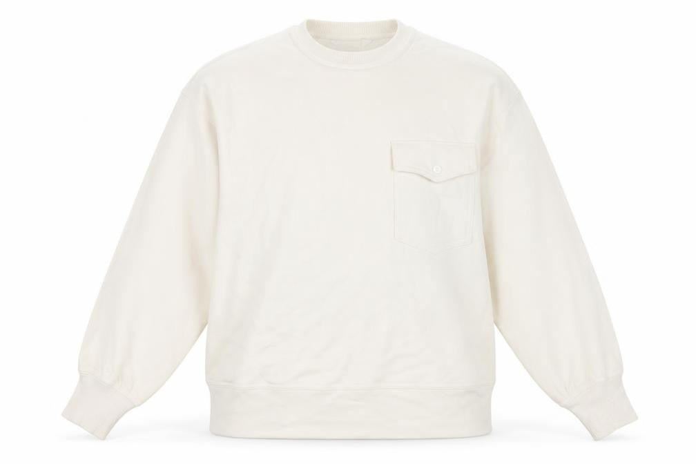 Marks & Spencer Womens Ivory Cotton Pullover Sweatshirt Size M Pullover - Pocket Detail