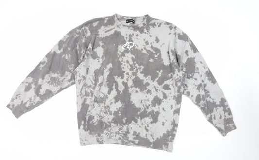 PRETTYLITTLETHING Womens Grey Camouflage Polyester Pullover Sweatshirt Size L Pullover - Logo
