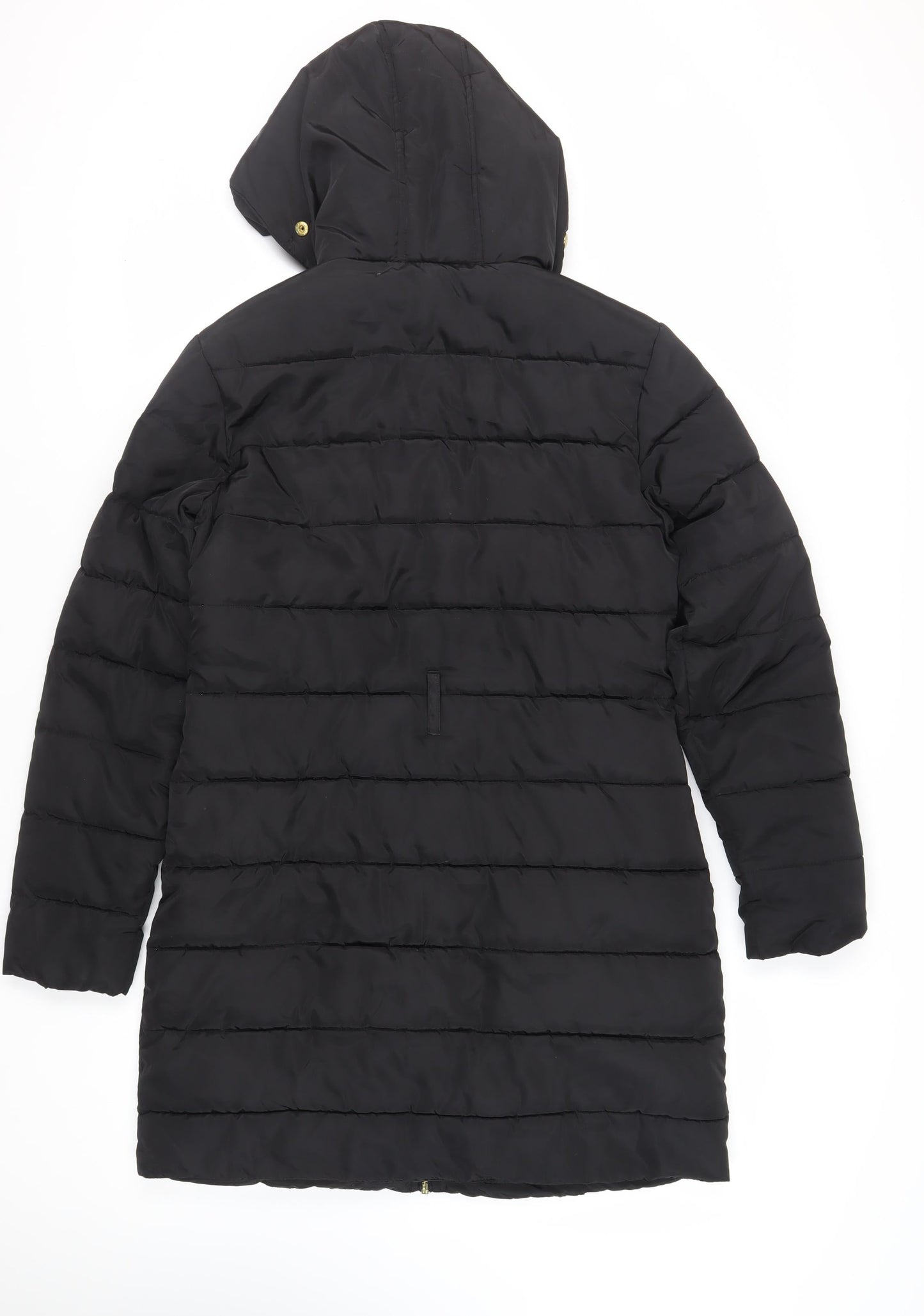 Dorothy Perkins Womens Black Quilted Coat Size 10 Zip - Hooded