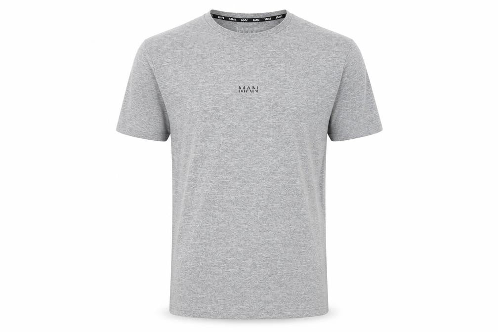 boohooMAN Mens Grey Polyester T-Shirt Size S Crew Neck - Logo
