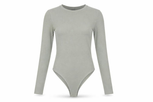 New Look Womens Green Cotton Bodysuit One-Piece Size 10 Snap - Ribbed