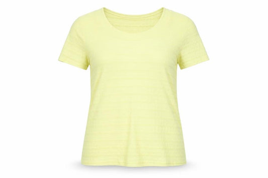 Per Una Womens Yellow Polyester Basic T-Shirt Size 12 Scoop Neck - Textured