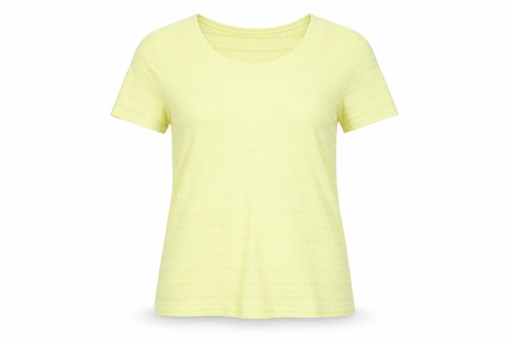 Per Una Womens Yellow Polyester Basic T-Shirt Size 12 Scoop Neck - Textured