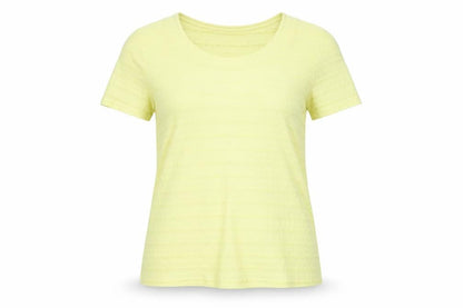 Per Una Womens Yellow Polyester Basic T-Shirt Size 12 Scoop Neck - Textured