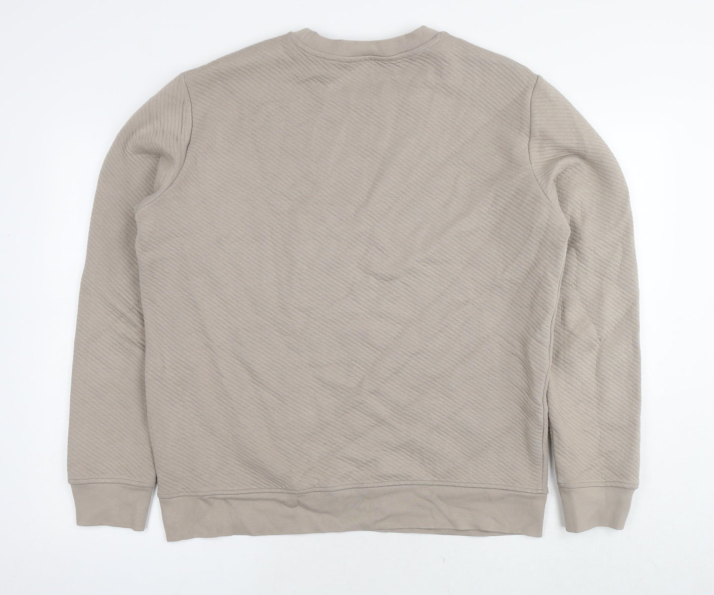 Marks and Spencer Mens Beige Cotton Pullover Sweatshirt Size L - Ribbed