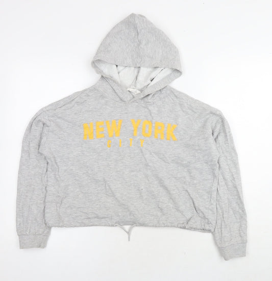 H&M Girls Grey Cotton Pullover Hoodie Size 12-13 Years Pullover - New York Cropped