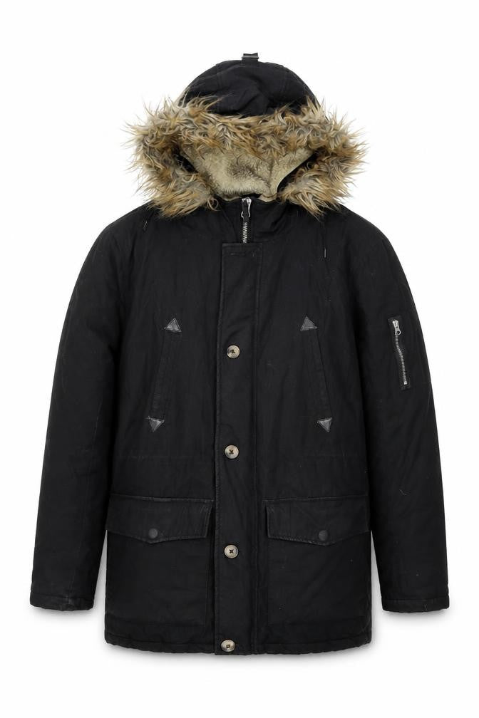 ASOS Mens Black Overcoat Coat Size M Zip