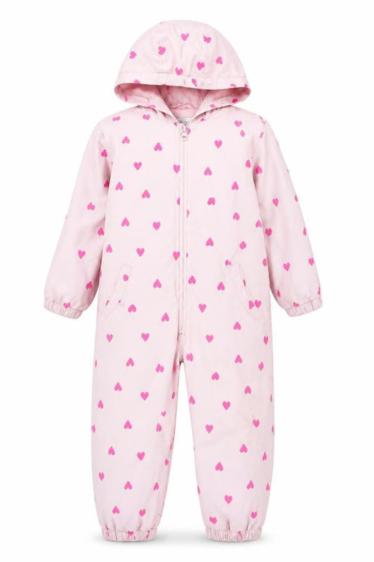 Kids Orginals Girls Pink Geometric Polyester Coverall One-Piece Size 3-4 Years L14 in Zip - Hearts