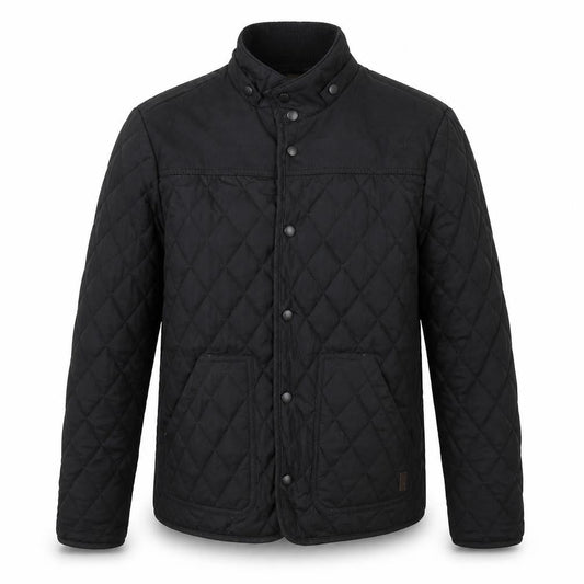 River Island Mens Black Quilted Coat Size S Snap
