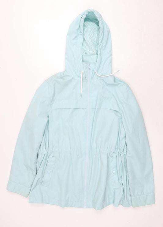 Marks & Spencer Womens Blue Parka Coat Size 16 Zip