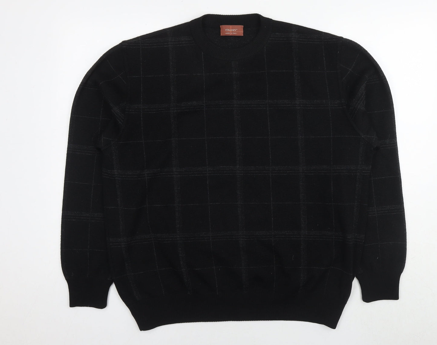 Marks and Spencer Womens Black Check Acrylic Pullover Sweatshirt Size L Pullover