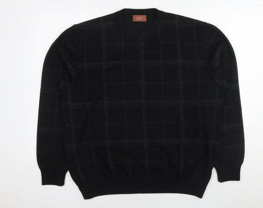 Marks and Spencer Womens Black Check Acrylic Pullover Sweatshirt Size L Pullover