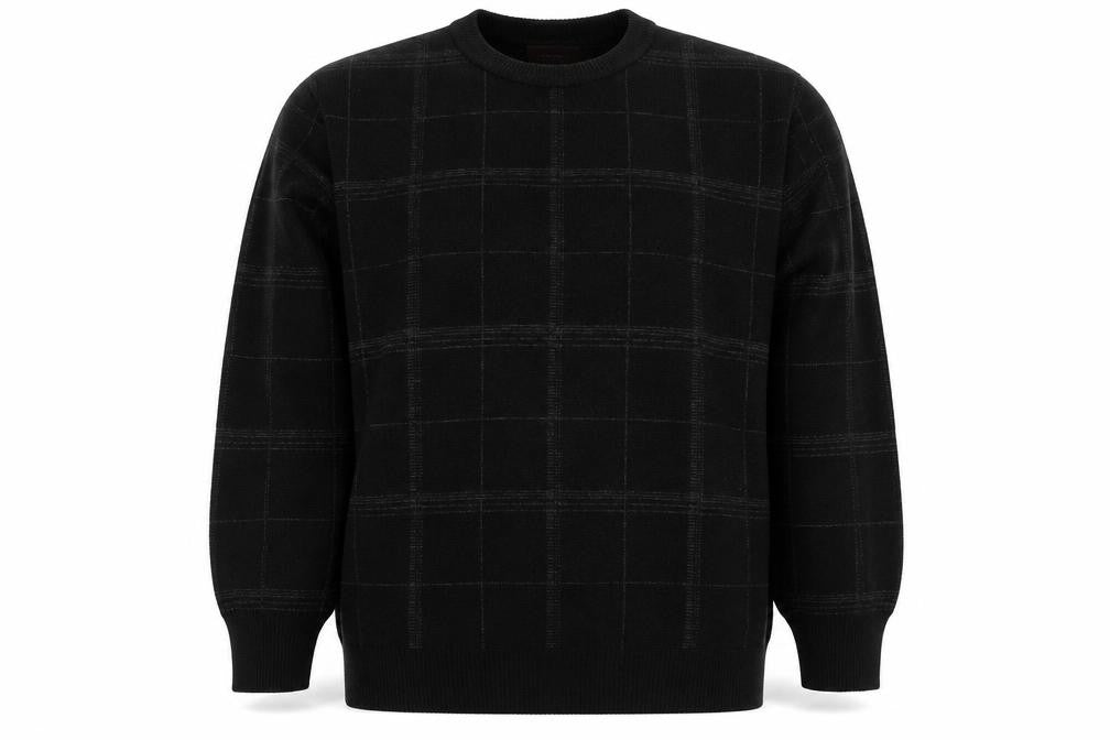 Marks & Spencer Womens Black Check Acrylic Pullover Sweatshirt Size L Pullover