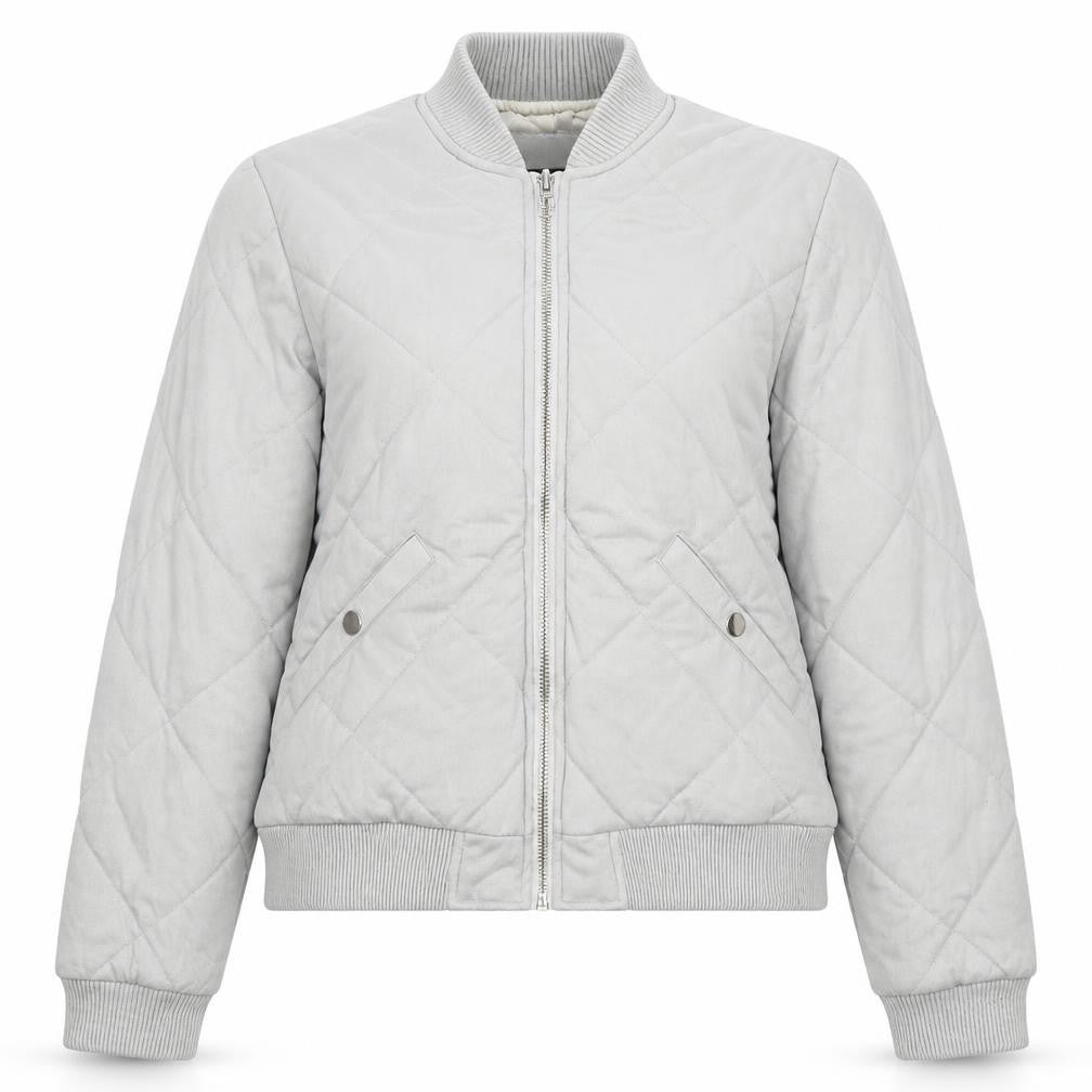 River Island Womens Grey Quilted Coat Size 12 Zip