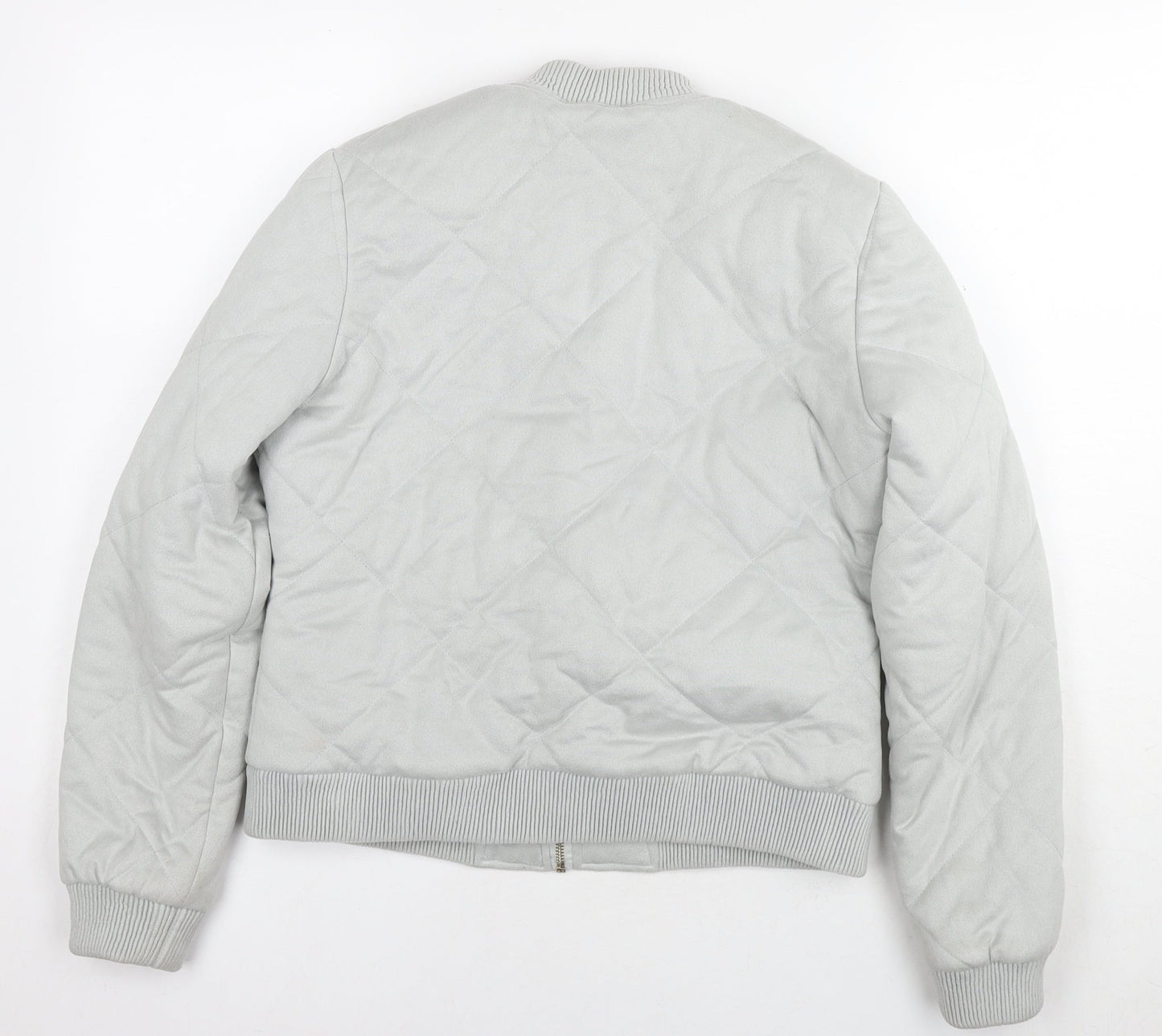 River Island Womens Grey Quilted Coat Size 12 Zip