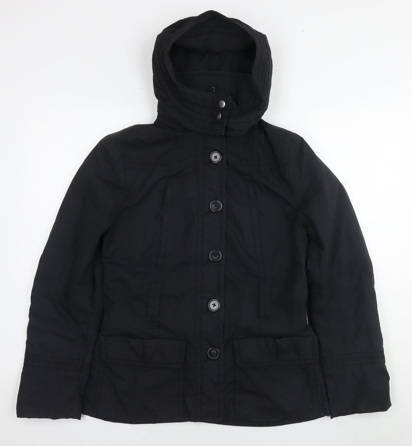 H&M Womens Black Parka Jacket Size 8 Zip