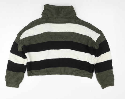 Quiz Womens Multicoloured Roll Neck Striped Acrylic Pullover Jumper Size S