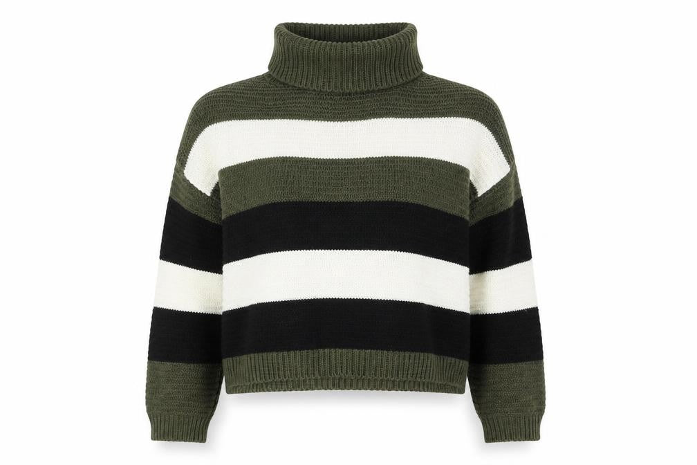 Quiz Womens Multicoloured Roll Neck Striped Acrylic Pullover Jumper Size S