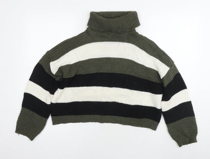Quiz Womens Multicoloured Roll Neck Striped Acrylic Pullover Jumper Size S