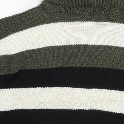Quiz Womens Multicoloured Roll Neck Striped Acrylic Pullover Jumper Size S