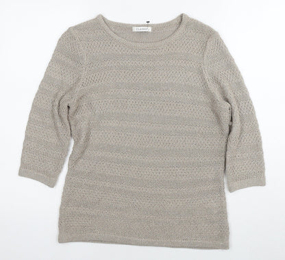 Marks & Spencer Womens Beige Round Neck Acrylic Pullover Jumper Size 12