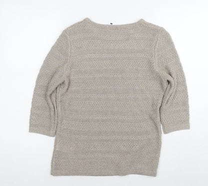 Marks & Spencer Womens Beige Round Neck Acrylic Pullover Jumper Size 12