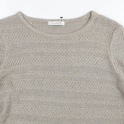 Marks & Spencer Womens Beige Round Neck Acrylic Pullover Jumper Size 12