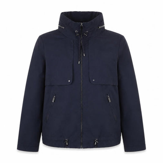 Front view of Principles women’s blue jacket, size UK 12, zip