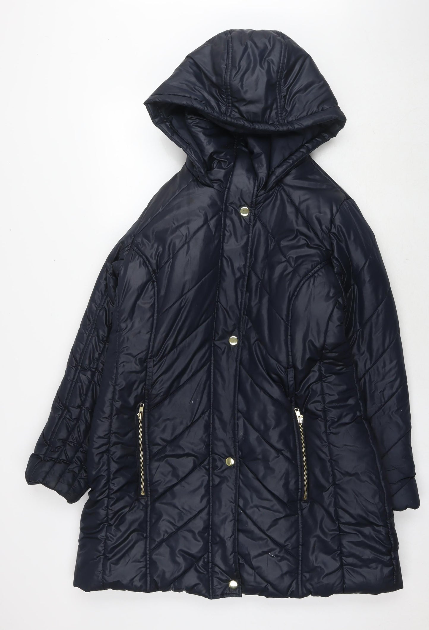Marks and Spencer Womens Blue Quilted Jacket Size L Zip