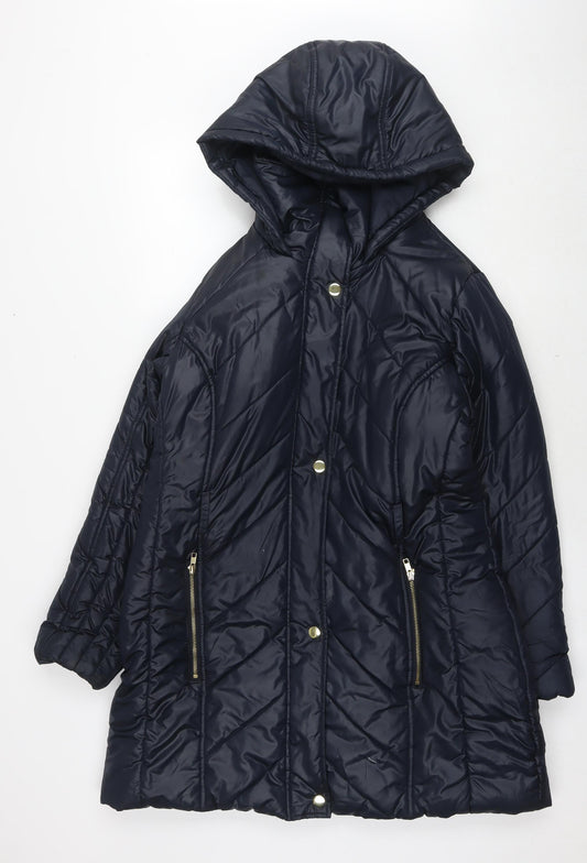 Marks and Spencer Womens Blue Quilted Jacket Size L Zip