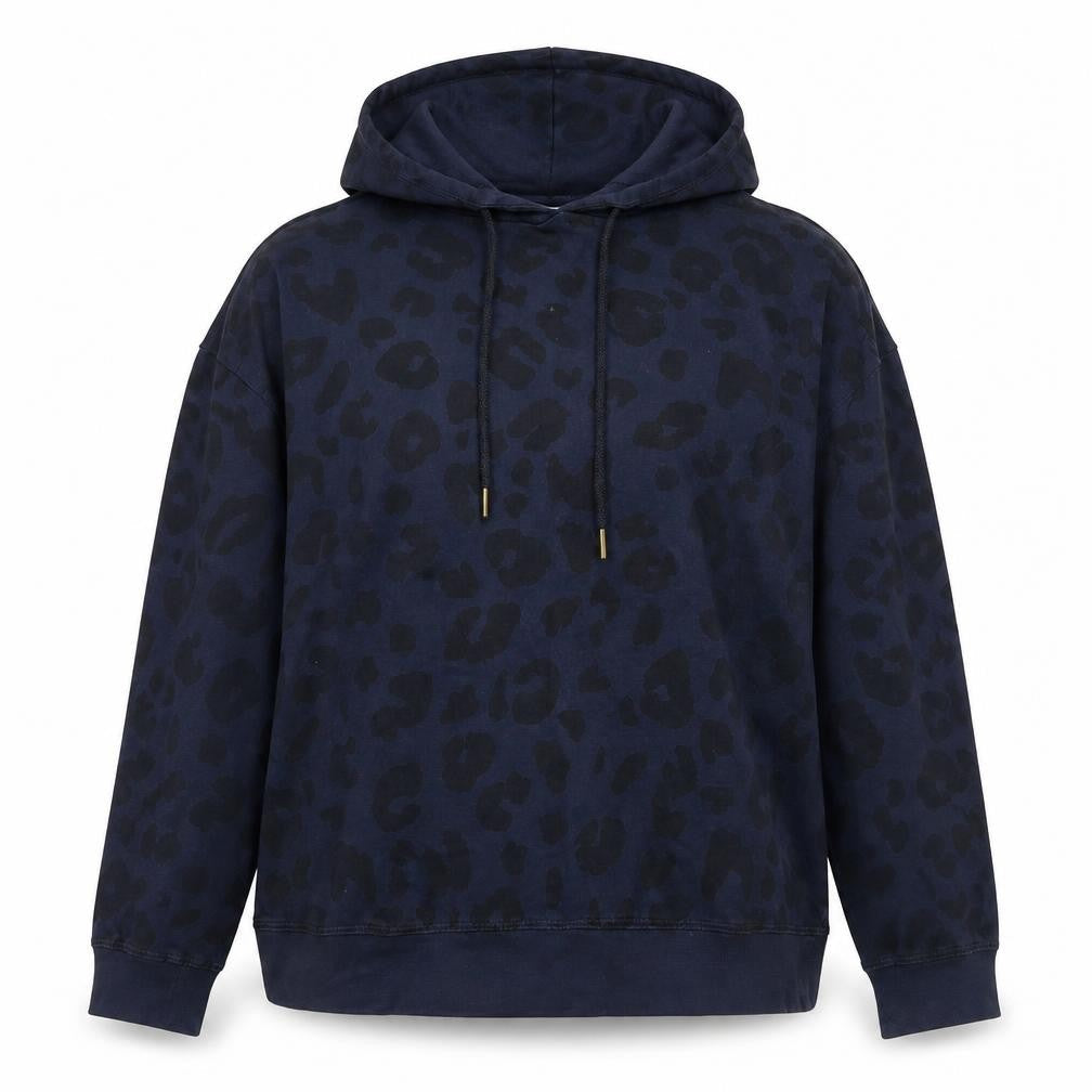 John Lewis Womens Blue Animal Print Cotton Pullover Sweatshirt Size M Pullover - Leopard Print