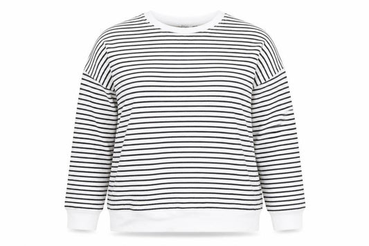 Marks and Spencer Womens White Striped Cotton Pullover Sweatshirt Size XL Pullover