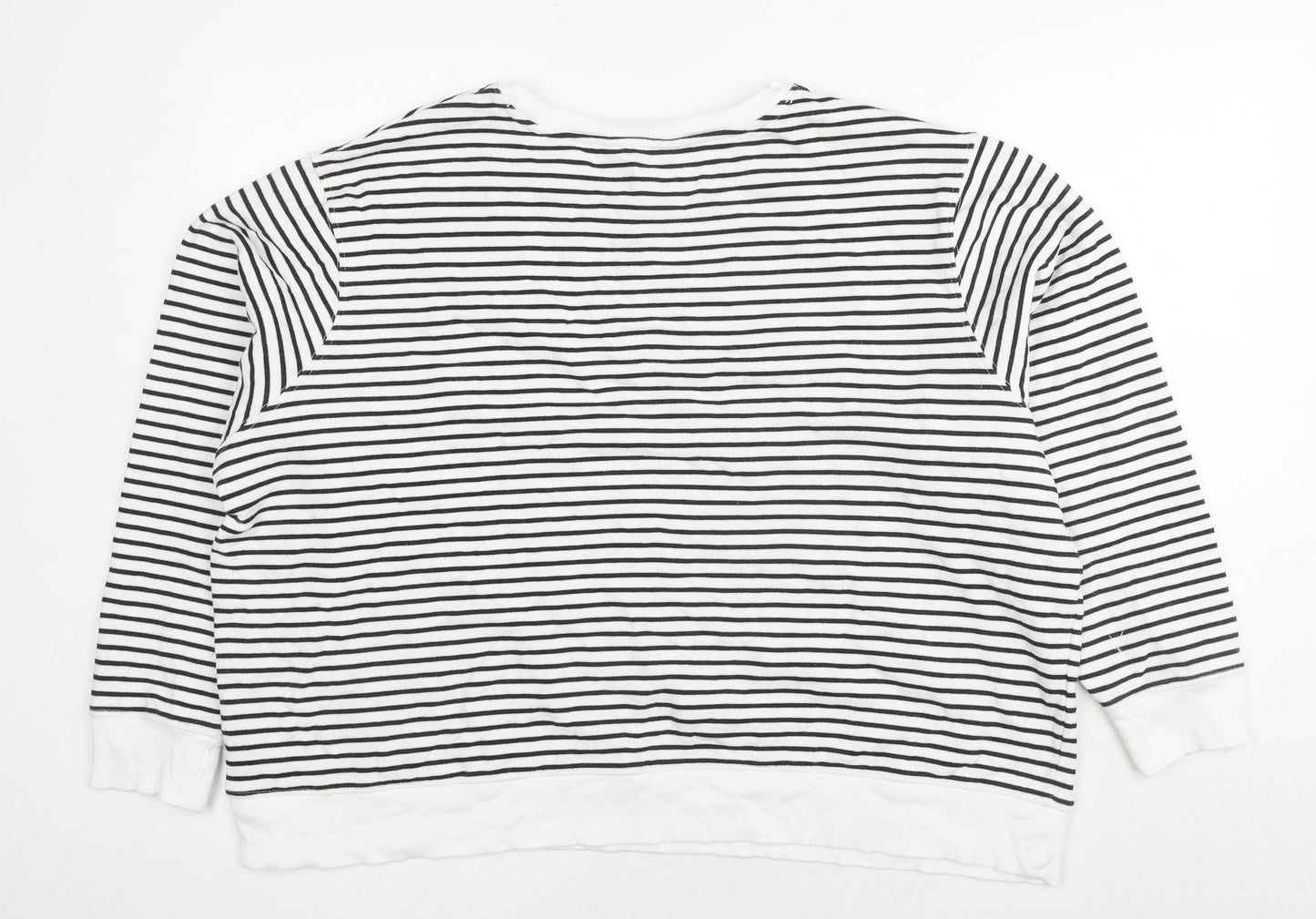 Marks and Spencer Womens White Striped Cotton Pullover Sweatshirt Size XL Pullover