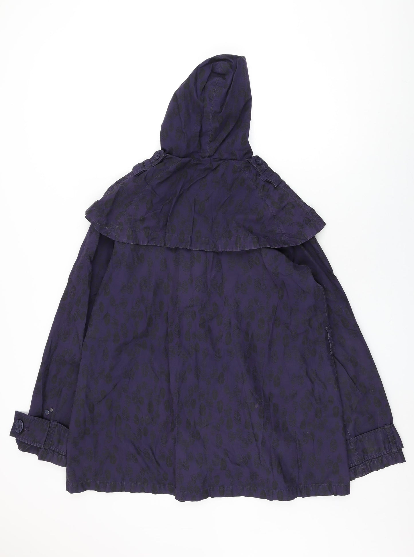 HOOCH Womens Purple Geometric Overcoat Coat Size 14 Button - Leaf Print