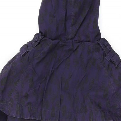 HOOCH Womens Purple Geometric Overcoat Coat Size 14 Button - Leaf Print
