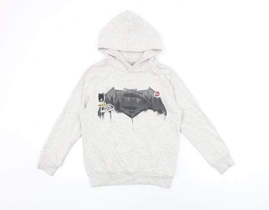 Batman Boys Grey Cotton Pullover Hoodie Size 9-10 Years Pullover - The Dark Knight