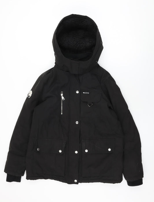 New Look Womens Black Rain Coat Coat Size 10 Zip