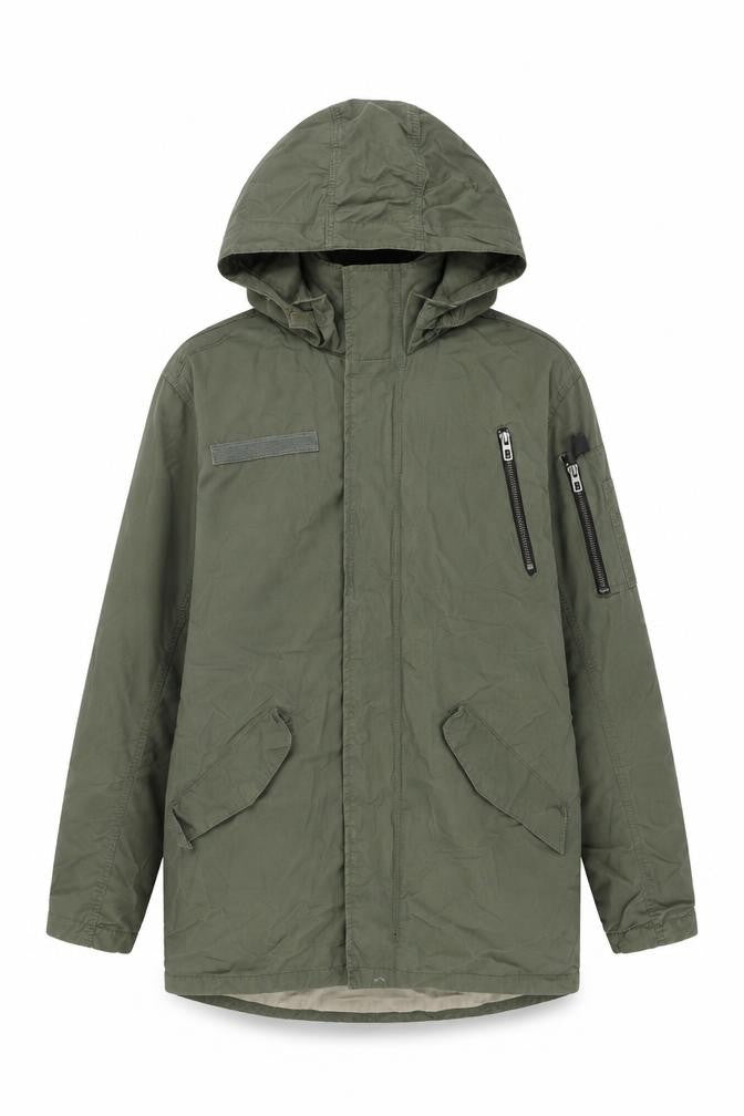 H&M Boys Green Overcoat Coat Size 13 Years Zip