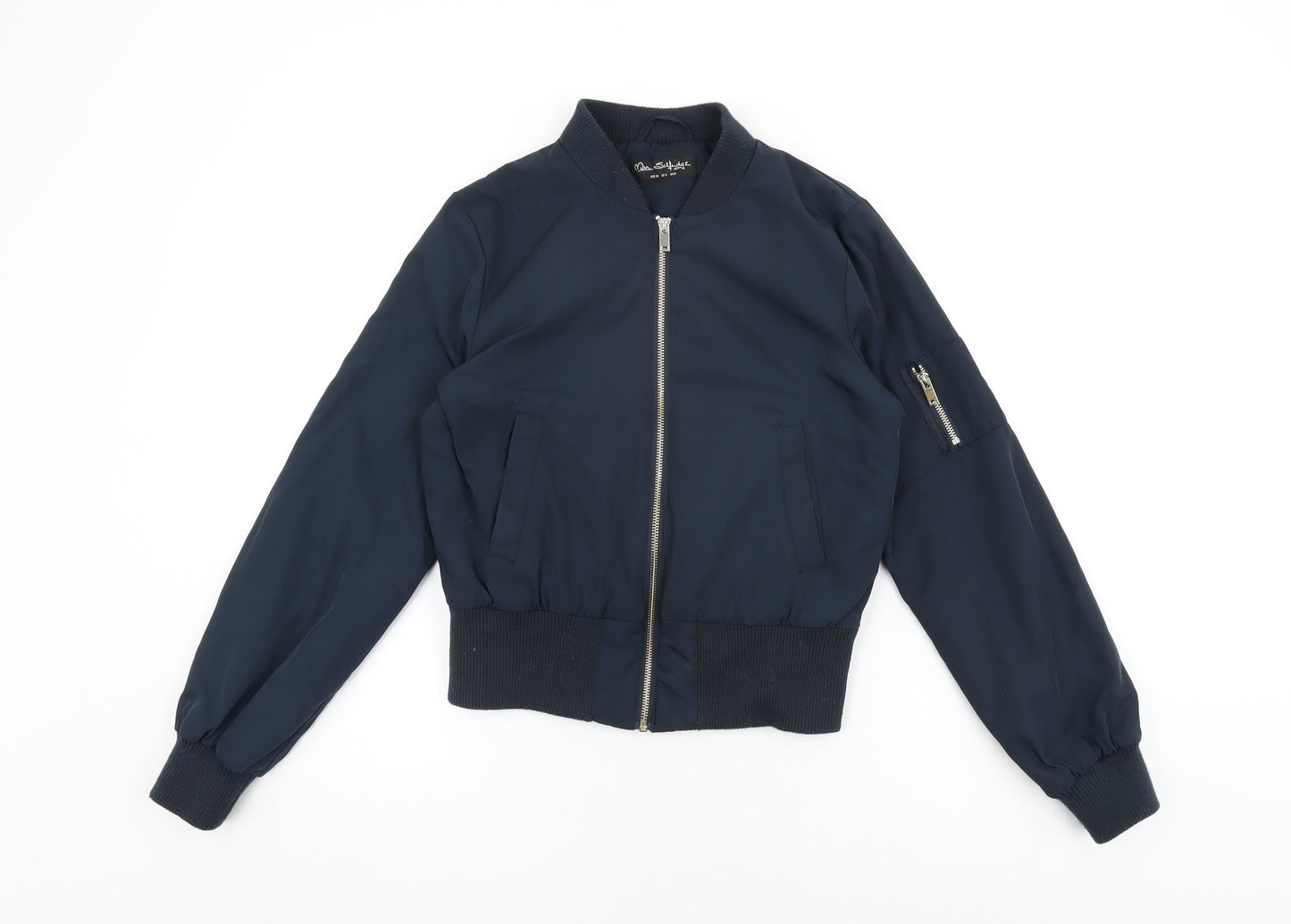Miss Selfridge Womens Blue Bomber Jacket Coat Size 8 Zip
