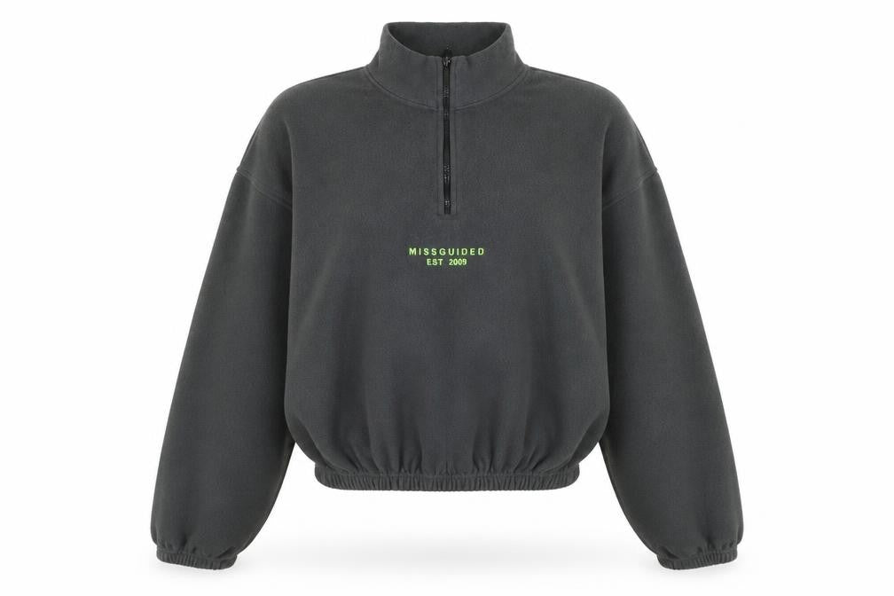 Missguided Womens Grey Polyester Pullover Sweatshirt Size 8 Zip - Missguided Logo