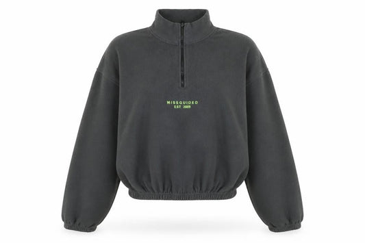 Missguided Womens Grey Polyester Pullover Sweatshirt Size 8 Zip - Missguided Logo