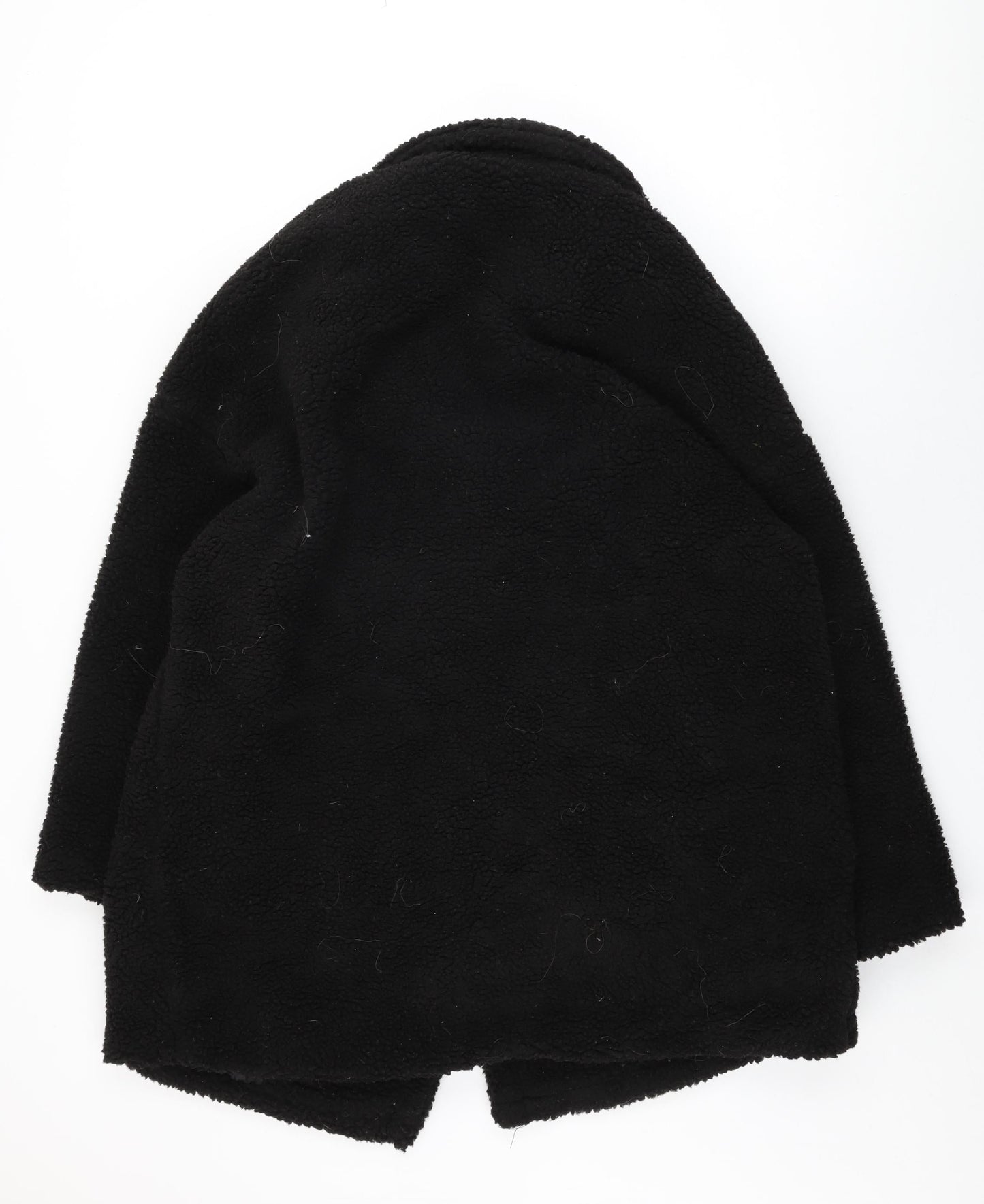 PRETTYLITTLETHING Womens Black Overcoat Coat Size 14 Button