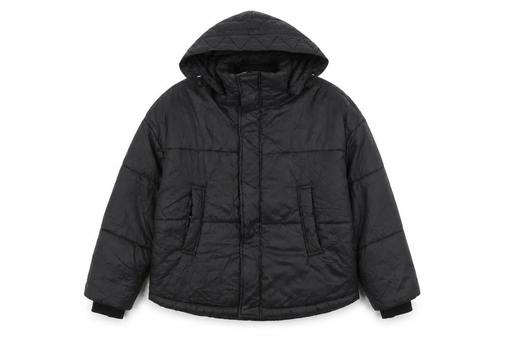 Boohoo Womens Black Puffer Jacket Coat Size 10 Zip