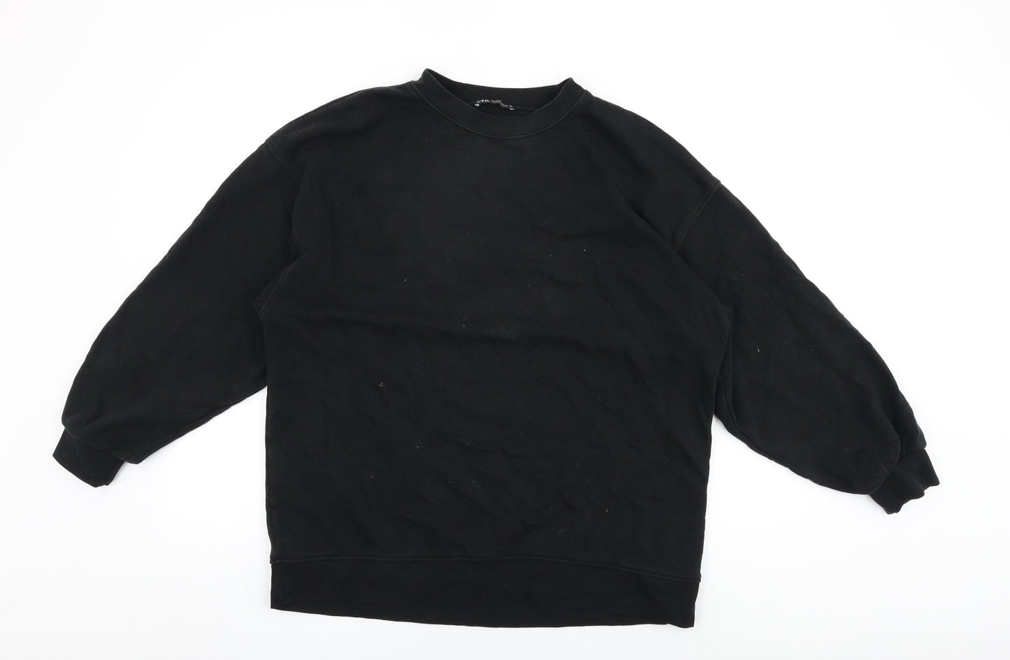 Zara Womens Black Cotton Pullover Sweatshirt Size M Pullover