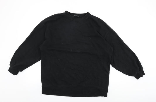 Zara Womens Black Cotton Pullover Sweatshirt Size M Pullover