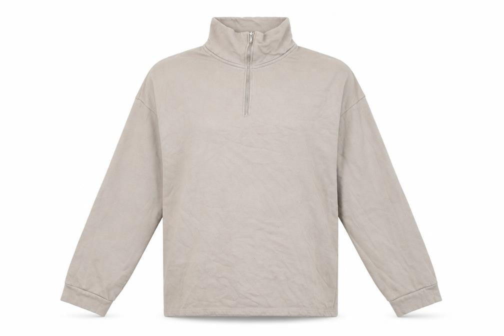 H&M Womens Beige Cotton Pullover Sweatshirt Size M Zip
