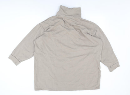 H&M Womens Beige Cotton Pullover Sweatshirt Size M Zip