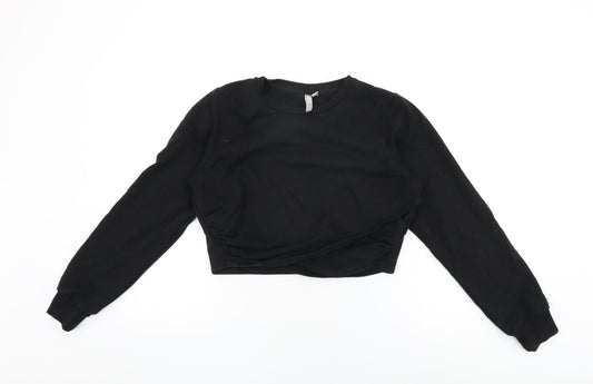ASOS Womens Black Cotton Pullover Sweatshirt Size 10 Pullover - Cropped